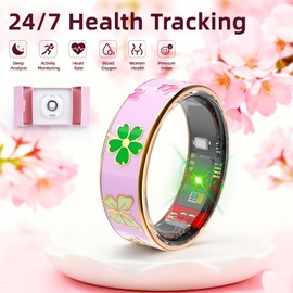 Govllfoz Smart Rings, Ceramic Ring, Enamel Rings, for Women and Men, Sleep Tracking, Activity Tracking (Pink, 9)