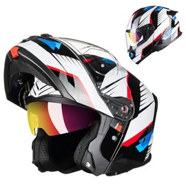 ILM Flip-Up Motorcycle Helmet Full Face Helmet for Men and Women, Modular Full Face Flip Up ECE22.06 DOT Motorcycle Street Racing Model B-711