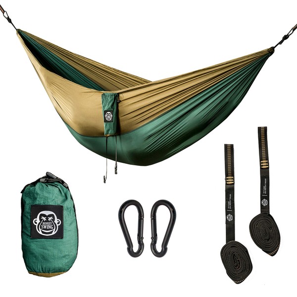 Monkey Swing Hammock Including Hanging Kit, for Outdoors, Travel, Garden,