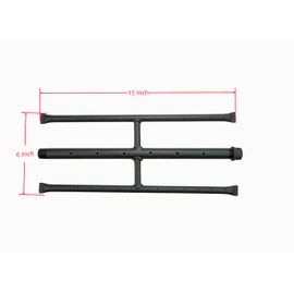 Americangaslogs Rectangular Gas Fire Pit and Gas Fireplace H-Burner H Burner for Gas Fireplace bunrer with 3 Pipes (15 inch) Patent Applied