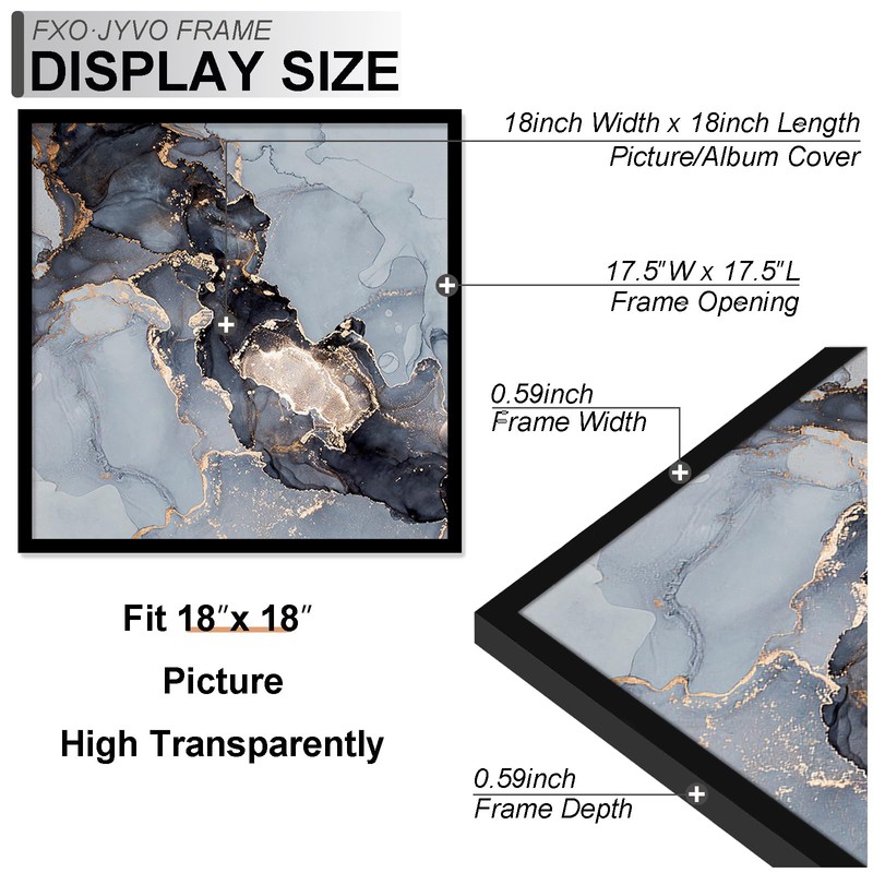 Fxojyvo 18x18 Frame Set of 3, Black Picture Frame for