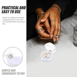 GANAZONO 20pcs Ring Case Transparent Engagement Ring Box Wedding Ring Box Chic Beautiful Design with Easy Open Lid for Wedding Engagement Party