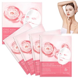 Allony Kollagen Boosting Maske,Collagen Mask,Anti-Falten Lifting Overnight Gesichtsmaske,Minimiert die Poren,Reduziert Feine Linien und Faltenmit,Koreanische Gesichtsmask für Alle Hauttypen 4 Stück