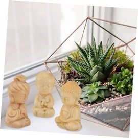 ULTECHNOVO 3Pcs Decorative Miniature Buddha Figurines Hand Carved Statues for Office and Home Decor Unique Zen Atmosphere for Flower Pots and Fairy Gardens