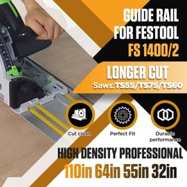 Angchun 110" Track Saw Guide Rail Compatible for Festool TS-55/TS-75 Track Saws, Track Saw Kit 55" x 2 FS1400/2 Circular Saw Guide Rail with Connector for Woodworking Longer Cuts