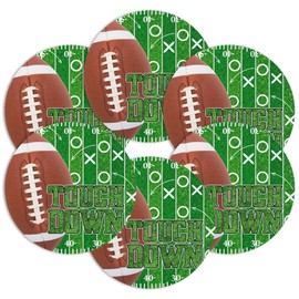 Placemats Set of 6 American Football Field Design,15 Inch Round Green Grass Soccer Theme Table Mats for Dining Table,Heat Resistant Placemats for Kitchen Dining Party Decor