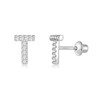 Initial Stud Earrings for Women, 925 Sterling Silver Post Screw