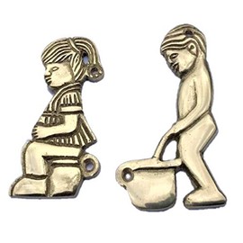 Gents And Ladies Toilet Door Signs Pair/Set Retro Hand Made Novelty/Funny Toilets Loo Bathroom Brass Door Pub/Lavatory Sign Plaque