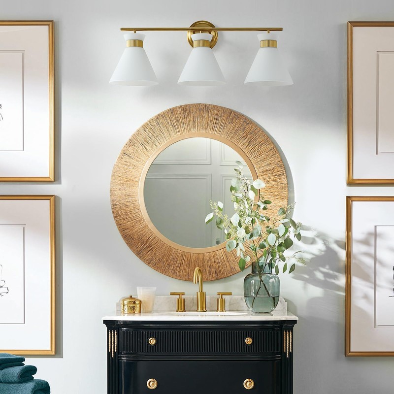 WOSHITU Bathroom Vanity Light Fixtures: 3-Lights Mid Century Modern Vanity