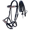 CHALLENGER Horse Western Black Leather Beaded Bitless Padded Sidepull Bridle