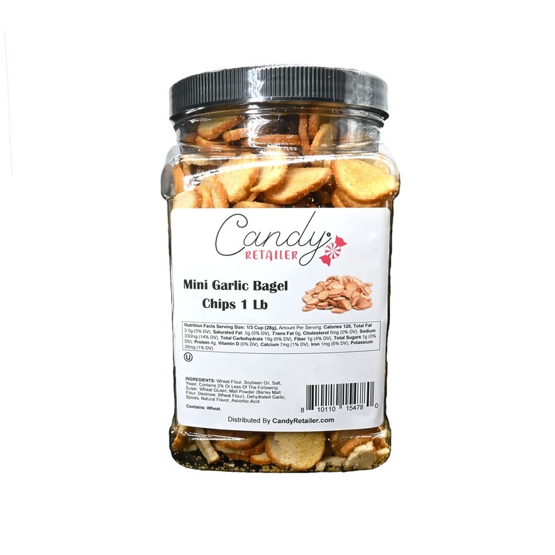 Candy Retailer Mini Garlic Bagel Chips 1 Lb