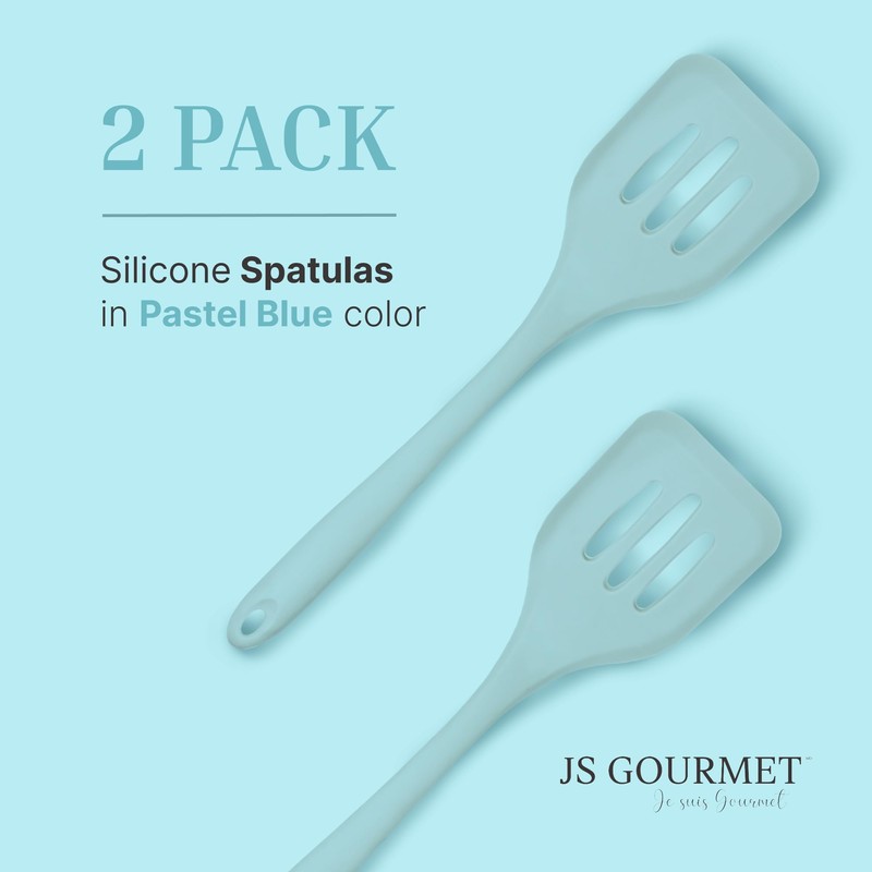 JS Gourmet 2 Pcs Silicone Slotted Turner, Heat Resistant Non-Scratch