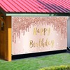 Rose Gold Happy Birthday Banner Backdrop Decorations for Girls Women,