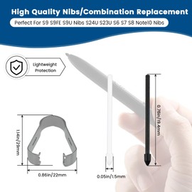 UBANU 10 Pcs Stylus Nibs, S Pen Hard Nibs Replacement, S Pen Replacement Tips with Tweezers for Galaxy Tab S7/S7 Plus/S7 Fe/S8/S8 Plus/S8 Ultra/S6/S6 Plus/S6 Lite (Black/White)