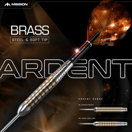 Mission Darts D9686 Ardent | 18g Professional Soft Tip Darts Set Including Brass Barrels, Points and Flights, M1, Silver/Orange