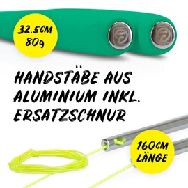 Diabolo Hand Sticks (32 cm) Made of Aluminium with Replacement Cord (160 cm) and Foam Rubber Handle (Green) - Professional Quality for All Models and Brands