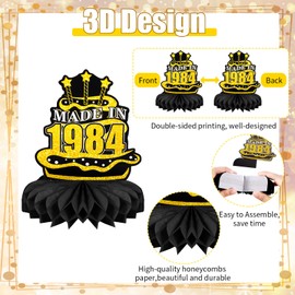 Heyu-Lotus Pack of 9 Table Decorations 40th Birthday Women, 40th Birthday Decoration, Decoration 40th Birthday Man, 40th Honeycomb Centrepiece for Forty Years Birthday Party Accessories