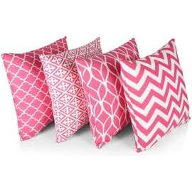 Penguin Home Coordinated Decorative Square Cushion Covers, Pack of 4, pink, 45 x 45 cm