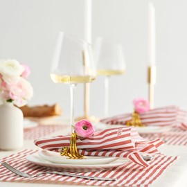 Khen 100-Count Luxury Disposable Napkins, European Stripes Design – 2-Ply Tableware, Linen-Feel Paper Guest Towels, Elegant Soft & Absorbent Hand Towel, Party Napkin or Placemats 15.75"x13" - Crimson