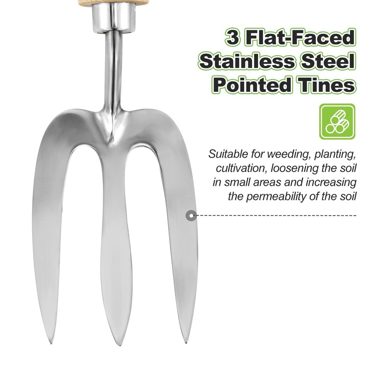 Berry&Bird Gardening Hand Fork, Stainless Steel Hand Weed Fork, Traditional