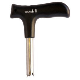 CocoDrill Coconut Opener Tool + Reusable Straw -COMBO PACK - Stainless Steel Drinking - 1 metal straw + Cleaner - Eco Friendly, SAFE, NON-TOXIC