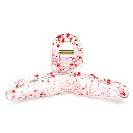 QinGoo Large Mat Hair Clip, Cross, Hair Clip, Hair Clip, Strong, Hair Accessory, Simple, Cute, Korean, Women's, 1 Piece (5.0 x 2.6 inches (12.8 x 6.5 cm), Red)