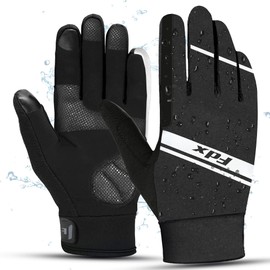 FDX Cycling Waterproof Gloves - Thermal Running Gloves for Men Women, Touchscreen Winter Mittens for Skiing, Biking, Driving, Hiking and Outdoor Sports Black-Medium