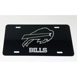 BLVD Buffalo Bills 2 Logo Car Tag Diamond Etched on Black Aluminum License Plate