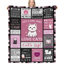 BUUGVIIL Just a Girl Who Loves Cats Blankets for Cat Lovers, Cat Lover Gifts for Girls, Gifts for Cat Lovers, Cat Themed Gifts for Women, Cat Lady Gifts Blanket for Women 60" x 80"