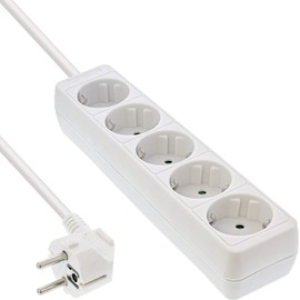 InLine® 16451 °F 5AC Outlet Power Cable Power Strip – White (S) (1.5 m, White)