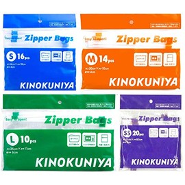 Kinokuniya Sliding Zipper Bags, 4 Types, 60 Pieces Set