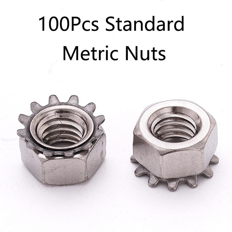 (100pcs M3) Kep Hex Head Lock Nuts Set, Carbon Steel