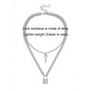 Tanyoyo Lock Key Pendant Necklace Statement Long Chain Punk Multilayer