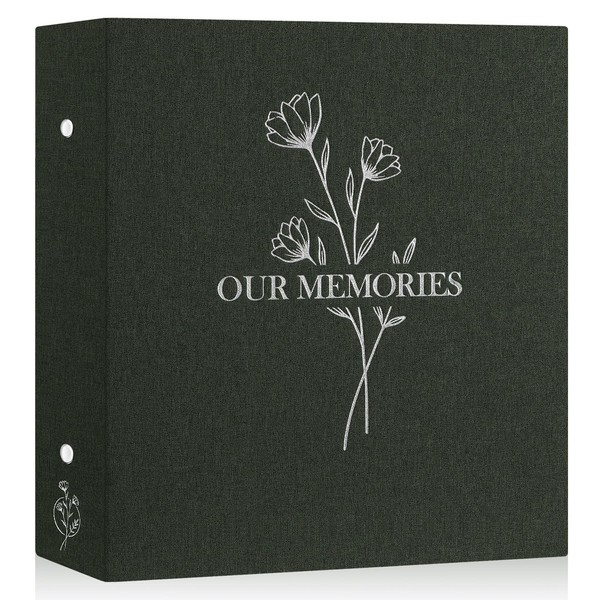 Lanpn Photo Album 4x6 600 Pockets, Large Capacity Linen OUR MEMORIES Hardcover Large Photo Book Photobook that Holds 600 Vertical and horizontal Pictures Green