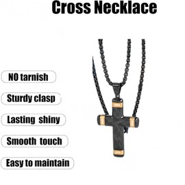 Men's Premium Titanium Cross Necklace with Diamond Accent, Pearl-Like Black Stainless Steel Chain - Christian Jewelry Gift for Baptism, Christmas & Birthdays (Elegant Gift Box)