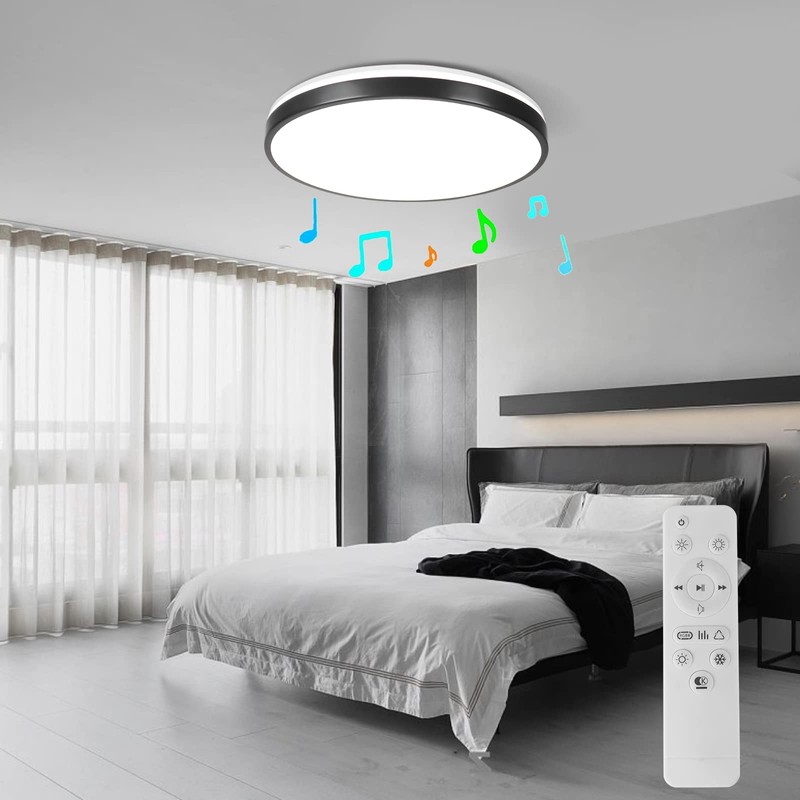 HOREVO 24W LED Ceiling Lamp Black Flush Mount Ceiling Light