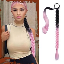 SOFEIYAN Braid Pony Tail Fluffy Natural Soft Long Braid Ponytail Extension with Hair Tie Straight Sleek Wrap Around Hair Extensions Synthetic Hairpieces for Women Daily Wear
