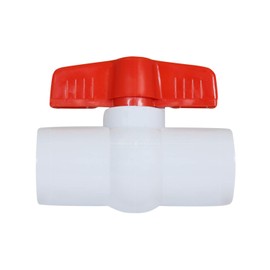 Midline Valve 482T34 PVC Ball Valve Red T-Handle Water Shut-Off 3/4 in. Solvent Connections White Plastic