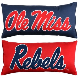College Covers Solid Color Bolster Travel Pillow, 1 Count (Pack of 1), Ole Miss Rebels