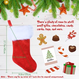 POPOYU 3Pcs Luxury Plush Red Christmas Stockings Set,Extra Thick Red Velvet Large Christmas Socks with White Soft Plush Cuff,Hanging Sack Xmas Fireplace Decorations for Christmas Home Party Supplies