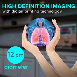 1 x Round Jumbo Size Coaster 12cm Human 3D Lungs Doctor Hospital Cork Backed MDF Glossy Tea Coffee Accessory #51197