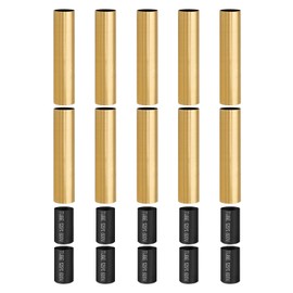 PATIKIL 4" Tall Candle Covers Sleeves, 10Pcs Metal E12 Chandelier Socket Sleeves with Insulation Heat Shrinkable Flame Retardant Tube Bulb Light Base Holder for Lamps, Golden