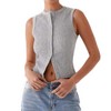 Women's Button Down Tank Top Sleeveless Ribbed Knit Cropped Vest