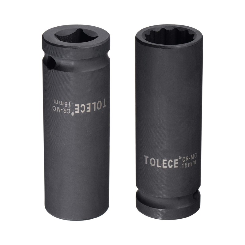 sourcing map 1/2-Inch Drive 18mm 12-Point Deep Impact Socket, CR-MO
