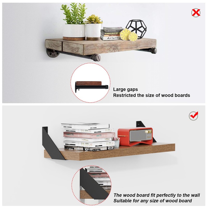 Black Metal Heavy Duty 90 Degree Wall Mounted Shelf Brackets