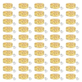 btfarm - Paquete de 50 luces de hadas que funcionan con pilas [3 modos], 7 pies, 20 luces LED centelleantes, impermeable, pequeño alambre plateado para tarros de Navidad, mesa de boda, centro de mesa,