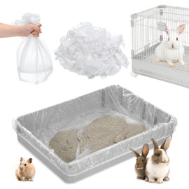 Xyembu 60 Pcs Disposable Plastic Cage Liner Bags 27x19 inch Clear Guinea Pig Cage Liners Elastic Small Animals Toilet Film Covers for Bunny Hamster Ferret Hedgehog Rabbit