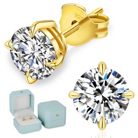 KRKCLIFE Moissanite Earrings, Diamond Stud Earrings For Women Men, 14K Gold Earrings, D Color VVS1 Lab Created Diamond 925 Sterling Silver Solitaire Earrings,Gifts For Girls Wife, 1.2Carats