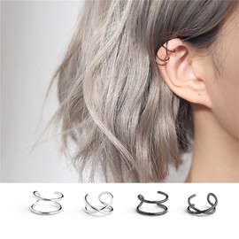 MALOYANVE 12 Pcs Ear Cuff for Women Girls,12 Styles Cartilage Clip On Earrings Set Stainless Steel Ear Clip Fake Cartilage Earring Non Piercing Helix Cartilage Ear Clip (Black)