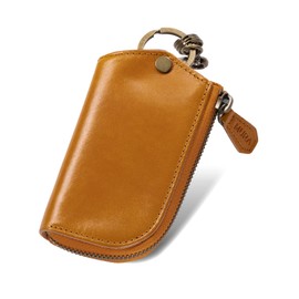 Mura Men's Key Case, Genuine Leather, Italian Leather, Smart Key Case Compatible with Smart Keys, yellow, Casual